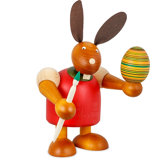 Maxi Hase rot mit Pinsel und Ei 24 cm