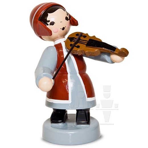 Wintermusikerin mit Geige rot