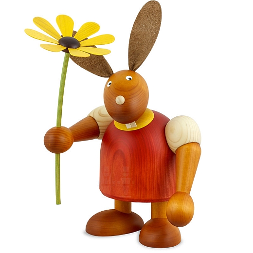 Maxi Hase rot mit Blume 24 cm