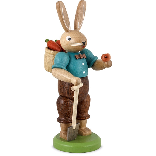 Easter bunny gardener boy, small colored-stained
