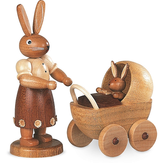 Easter bunny mother with buggy, small natural