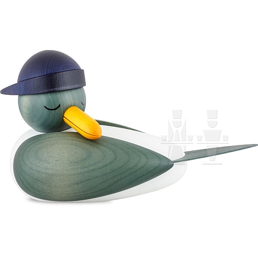 Seagull large sleeping with blue Souwester hat, head and wings blue