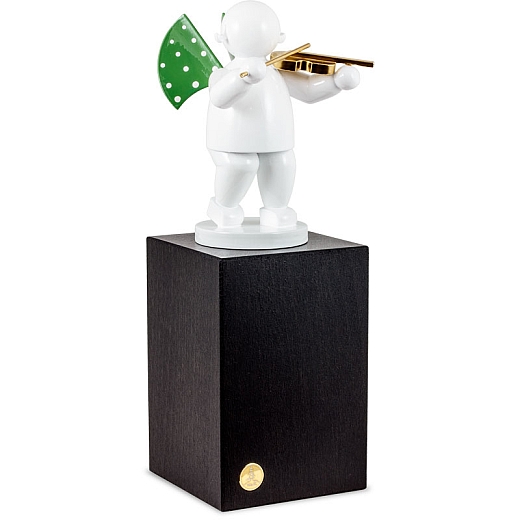 Engel mit Geige auf großem Sockel Edition Klangfarbe Weiß