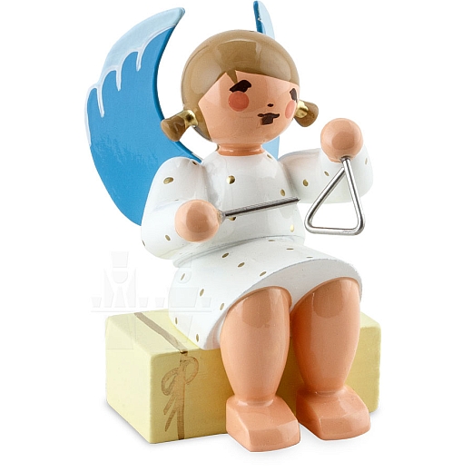 Angel sitting on gift package with Triangle white
