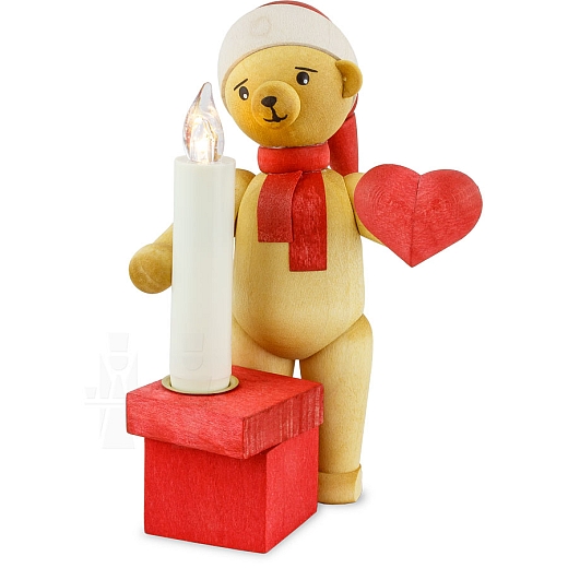Christmas bear with heart and candle