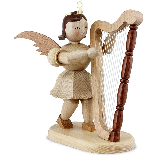 Angel short skirt natural wood 20 cm with Harp
