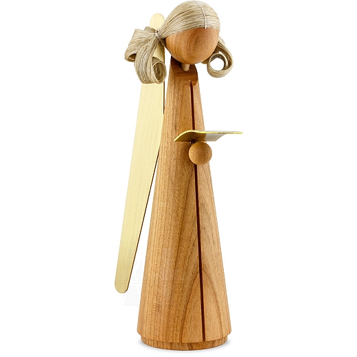 Cherrywood Angel with brass wings 19.5 cm