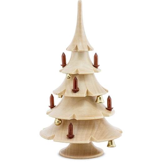 Christmas tree natural wood with bells and Christmas tree balls