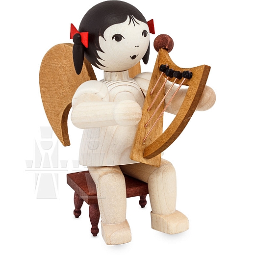 Loop Angel with Lyre sitting on stool stained
