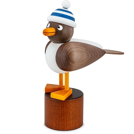 Seagull gray with striped hat blue