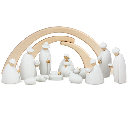 Crib figures white small with stable from Björn Köhler