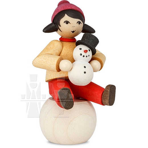 Snowman building Girl on Snowball stained from Ulmik