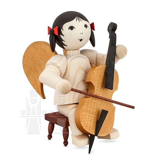 Loop Angel sitting on stool with cello stained
