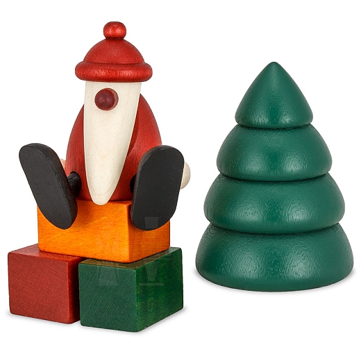 Set 1 Santa Claus sitting on edge with tree and presents