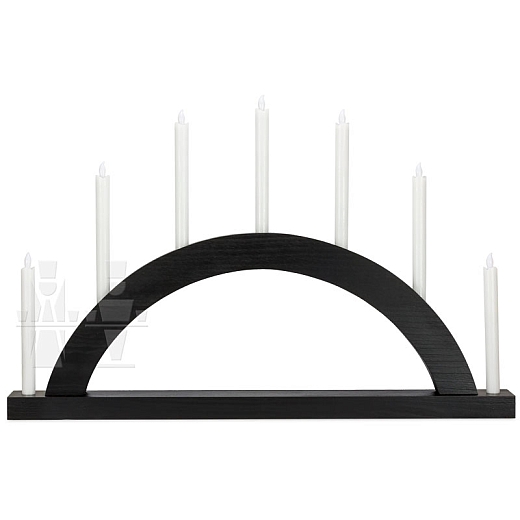 LED Round Arch with LED Candles black colored wood