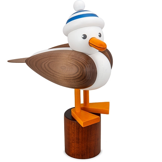 Seagull large grey with striped hat blue