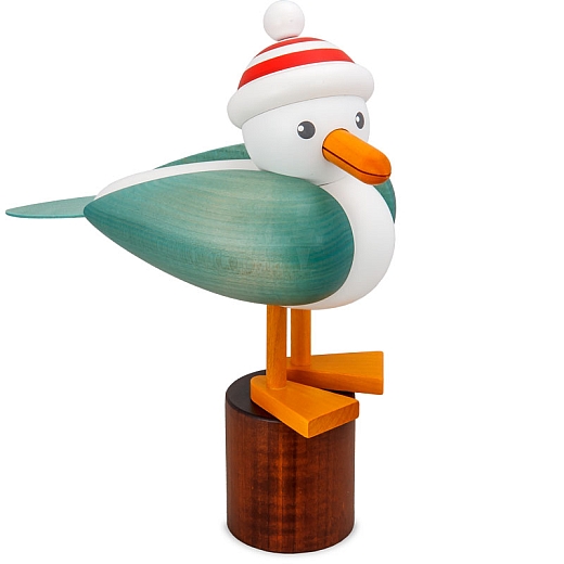 Seagull large light blue with striped hat red