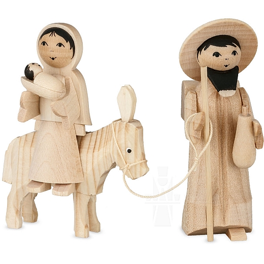 Maria und Josef auf Esel natur 7 cm