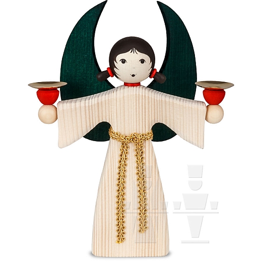 Angel holding Candles Green stained