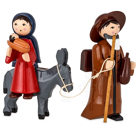 Mary and Joseph on donkey 7 cm lacquer painted