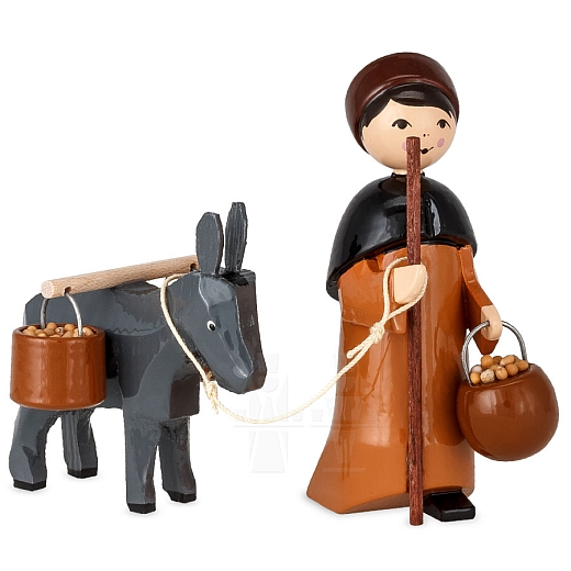 Donkey Caravan Donkey Drover with Bucket lacquer painted 7 cm