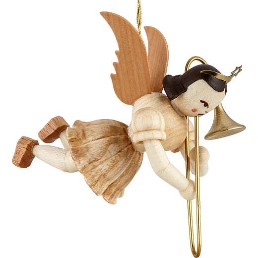 Floating Angel natural wood with Trombone