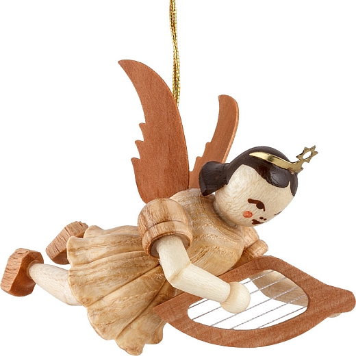 Floating Angel natural wood with little harp