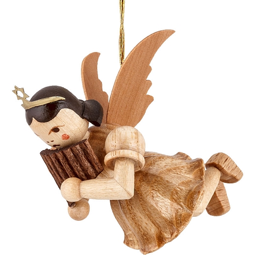 Floating Angel natural wood with Pan Flute