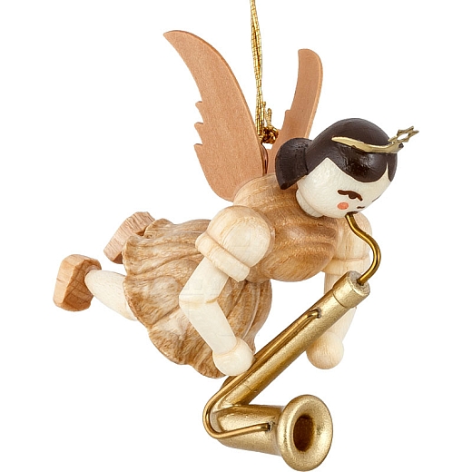 Floating Angel natural wood with Saxophone
