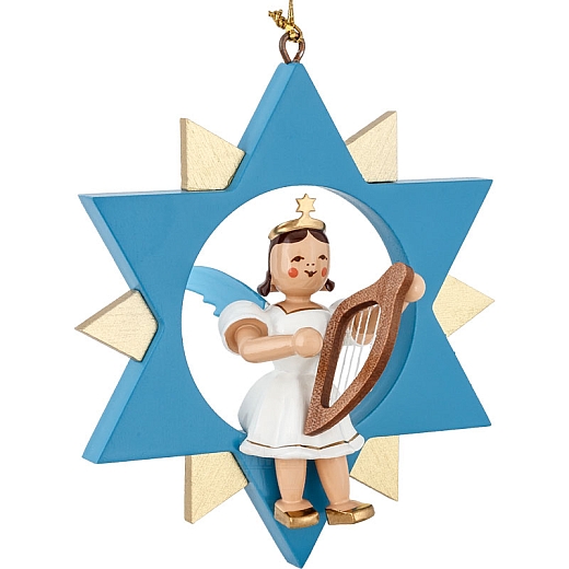 Floating Angel colored in the Star with little harp