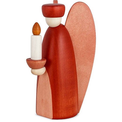 Angel red small with wood candle from Björn Köhler