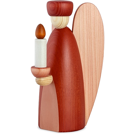 Angel red with wood candle 17 cm from Björn Köhler