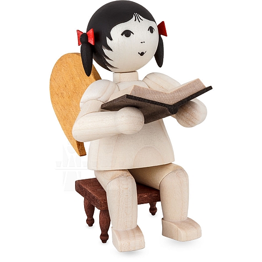 Loop Angel with Book sitting on stool stained