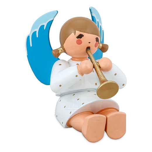 Angel sitting with Flute white