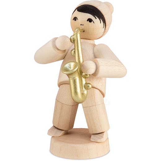 Winter musician boy with saxophone natural from Ulmik