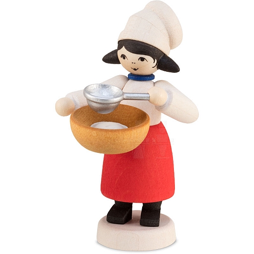 Winter child cookie baker girl with sieve stained from Ulmik
