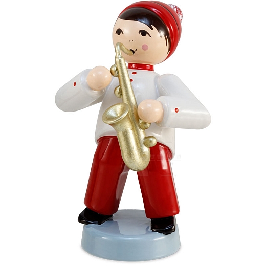 Winter musician boy with saxophone red from Ulmik