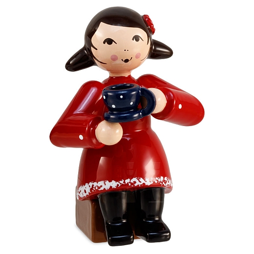 Coffee party winter child girl red with coffee cup from Ulmik