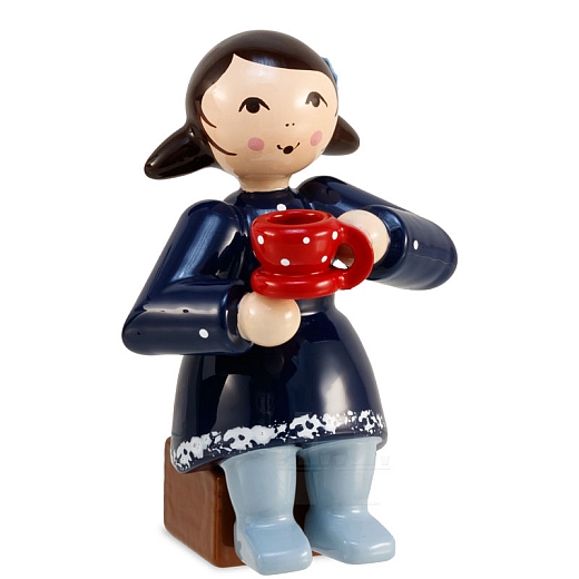 Coffee party winter child girl blue with coffee cup from Ulmik