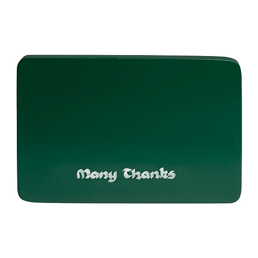 Beschriftete Sockelplatte grün „Many Thanks“