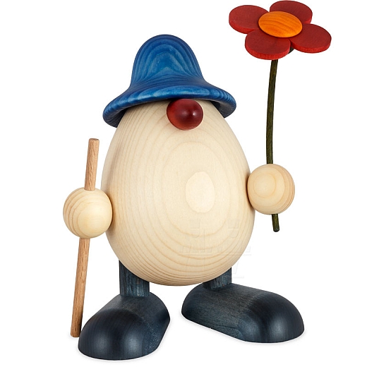 Egghead Father Rudi with Flower and Stick blue