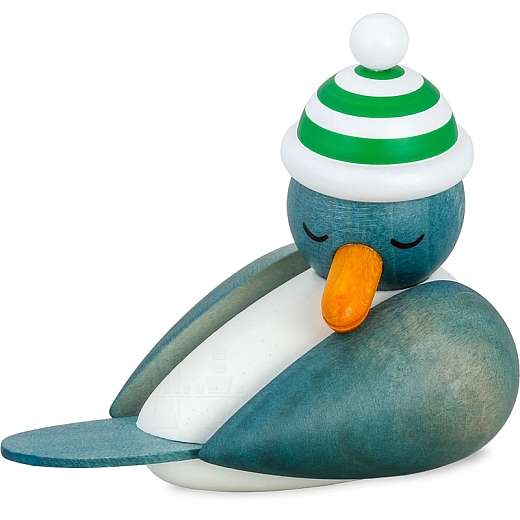 Sleeping Seagull blue with striped hat green