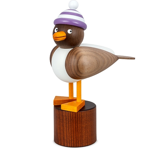 Seagull gray with striped hat violet blue