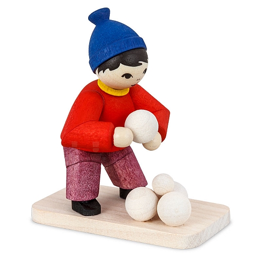 Winter child Snowball builder stained