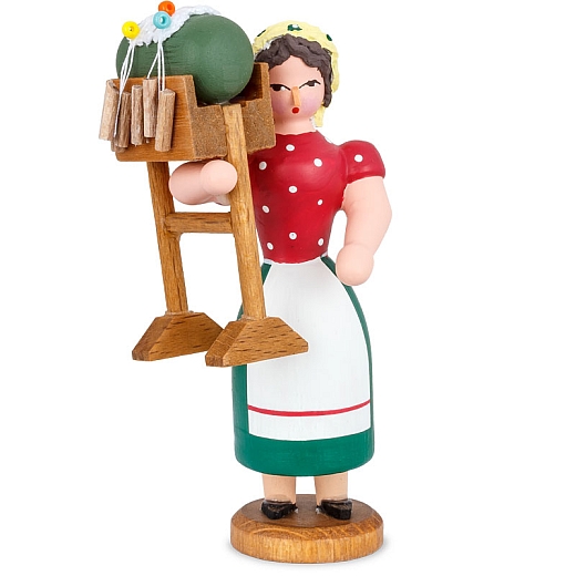 Girl with bobbin stand red