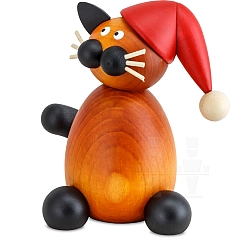 Weihnachtskatze Bommel mit roter Zipfelmütze groß von Torsten Martin