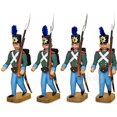 Vier Soldaten mit Seitengewehr