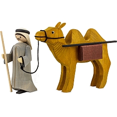 Treiber und Kamel mit Paketen 13 cm gebeizt
