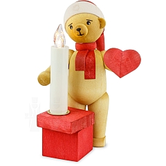 Weihnachtsbär mit Herz und Kerze