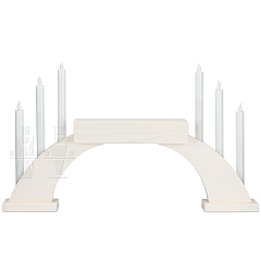 LED Candle Socket Arch with LED Candles and base white colored wood